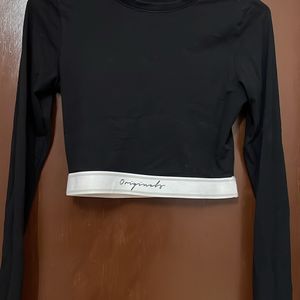 Women Ribbed Black Crop Top (S size)