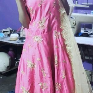 Embroidery Long Gown With Super Work Dupatta