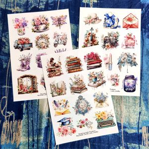 4 Glossy Paper Sticker Sheets - Flowers N Crowns