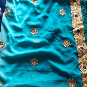 Saree With Embroidery Work Stiched Blouse