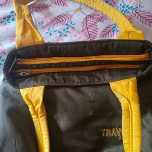 Dark Green Colour Bag With Yellow Belt