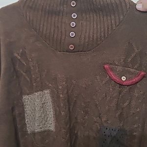 Cute Brown Girls Sweater Turtleneck Jumper