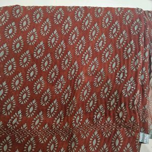 Brown Sequin Saree With Stitched Blouse