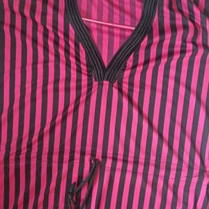 Pink And Black Kaftaan Nighty For Women