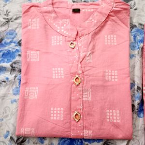 Beautiful Peach Colour Pure Cotton Kurta Set