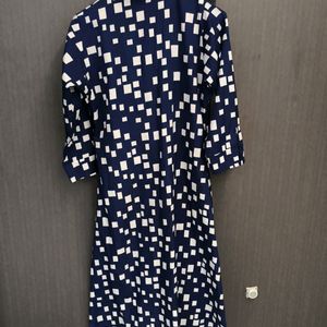 Blue And White Crow Cut Kurta