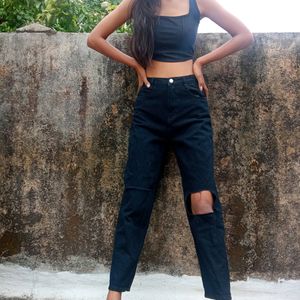 Women Black Wide Leg Jeans