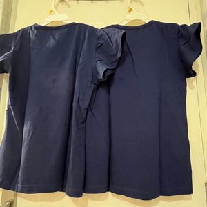 Twin Set Of Beautiful Embroidered Navy Blue Top