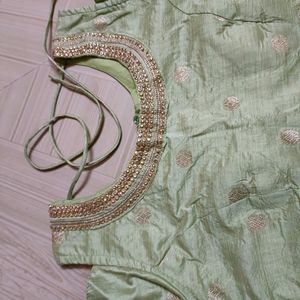 Pista Green & Golden Net Gown (New)