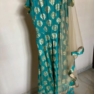 Eye Catching Sea Green Gown With Dupatta