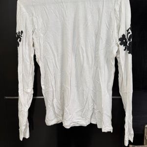 White embroidered full sleeve tshirt