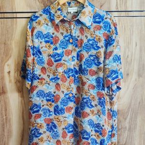 Tan Colour Floral Print Shirt Size-44