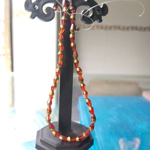 Golden/Red High Quality Cristal Moti/Bids Mala