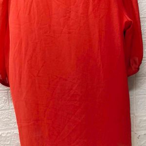 Casual Coral Color Embroidered Top