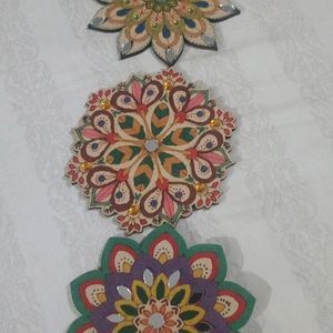 3 Wooden Rangoli Patch 4"