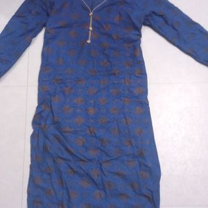 Blue Printed Staight Kurta