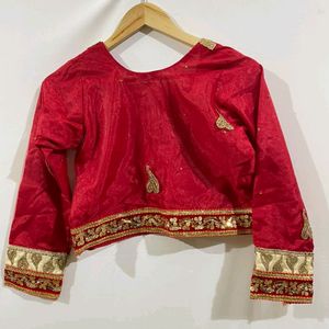 Women Red And Golden Lehenga