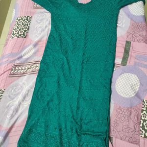 Peacock Green Chickankari Kurti