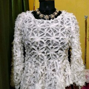 Beautiful White Feather Top