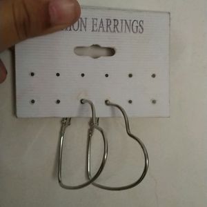 Silver Heart Shaped Hoops