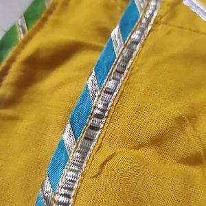 Yellow Rayon Skirt Full Length With Gota Patti Wor