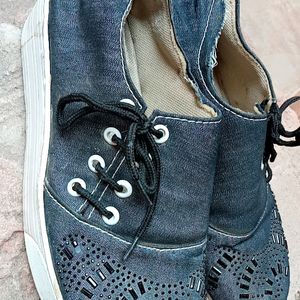 Denim Embroidered Shoes