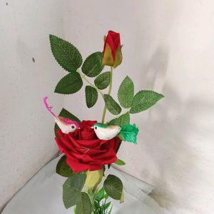 Artificial Rose Plant With Two Birds