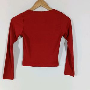 Red Plain Casual Top (Women)