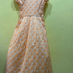 Peach Colour Tie-up Kurta Size M