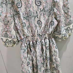 Cream Printed Dress