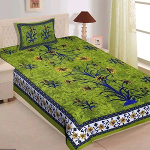 Jaipuri Printed Single Bedsheet With Pillow Cover