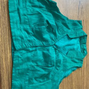 Raw Silk Green Blouse