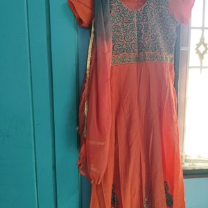 SALE!!! Cotton Anarkali Gown With Dupatta