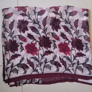 Purple Floral Printed Saree In Good Condition