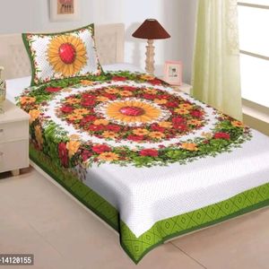 Flower Printes Bed sheet with pillow cover