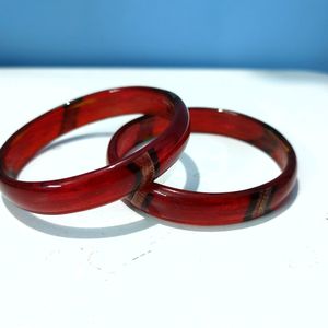 Red glass bangle pair