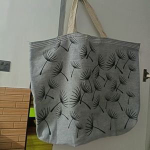 Tote Spacious Hand Bag Black And Grey Colour