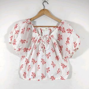 H&M White Printed Western Top (Women)