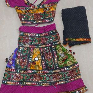 Gujrati lehnga Mirror work and colorful embroidery