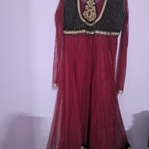 Anarkali Maroon Gown Without Pant