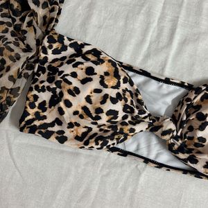 SHEIN off Shoulder Animal Print Top