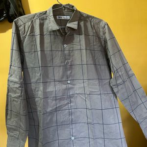 ZARA Grey Checks Shirt With Premium Quality