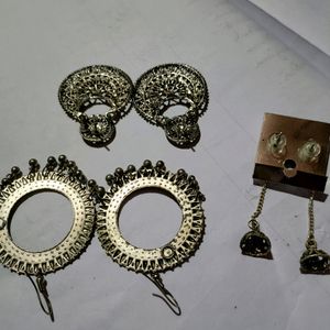 3 Pairs Of Oxidised Earing