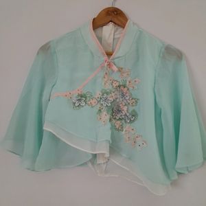 Cyan Embroidered Top (Women's)