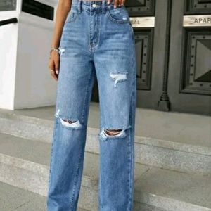 💓women modern edge knee-slit jeans💓