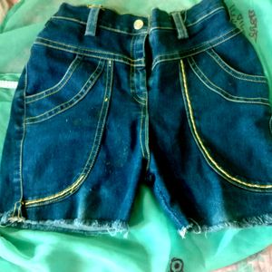 Jeans Shorts For Girls, Lenth 12, Belly 24with Elastic.