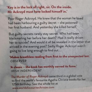 The Murder Of Roger Ackroyd By Agatha Christie