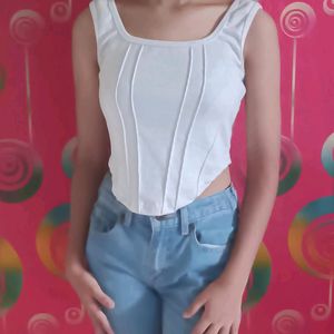 Aesthetic White Corset Top In Low Rate