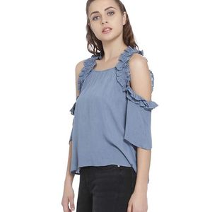 Cold-Shoulder Top with Ruffles