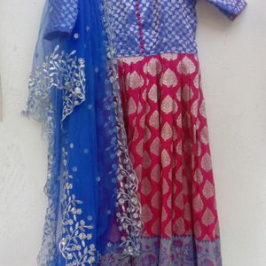 Silk Dress With Net Dupatta